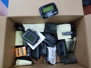 box of broken pagers