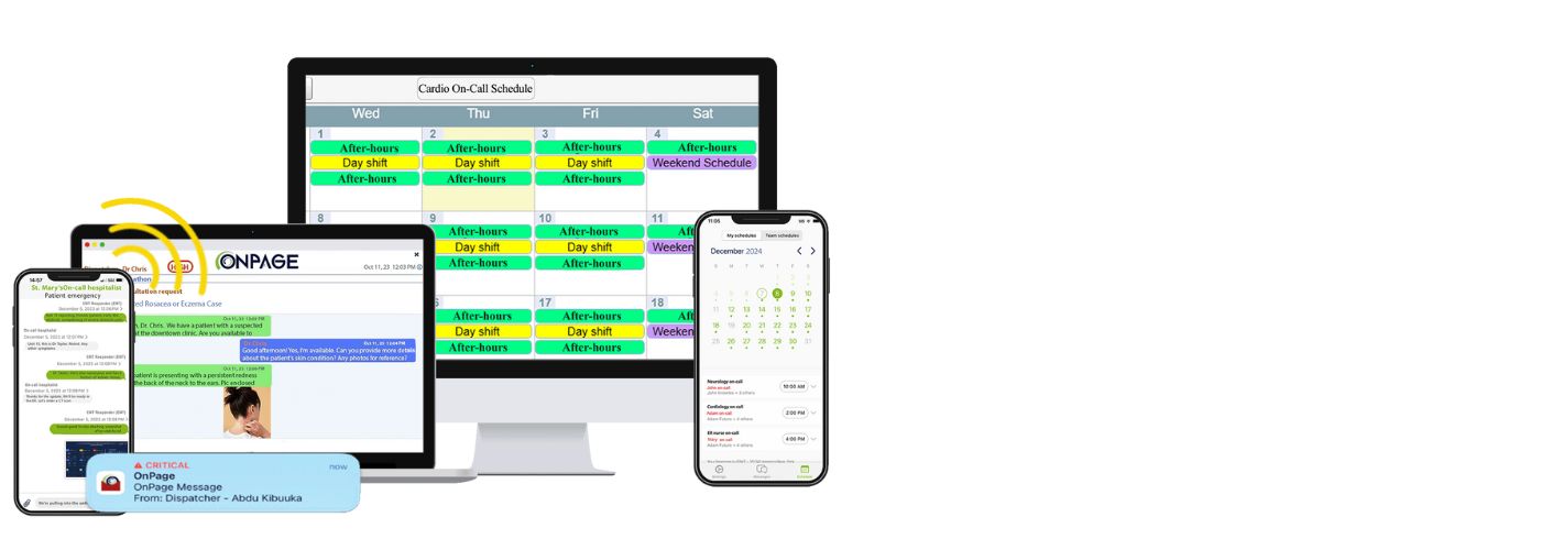 Image showing HIPAA compliant secure texting on OnPage's clinical communication and pager replacement platform