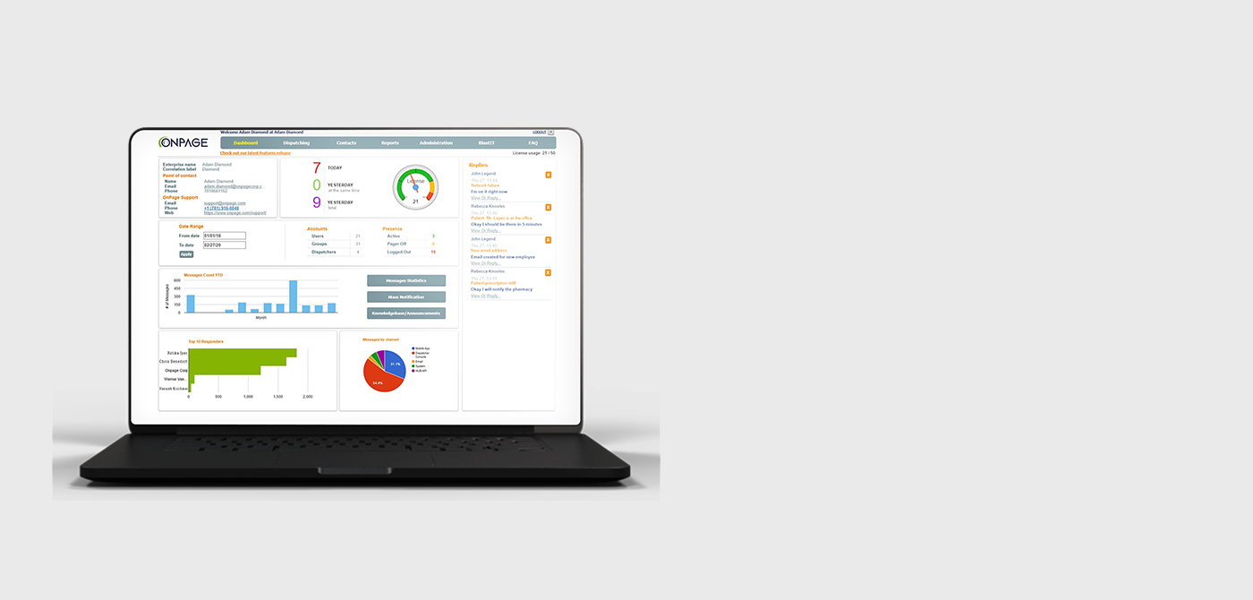 Image of desktop on OnPage reporting dashboard to show intelligent reports and performance insights.