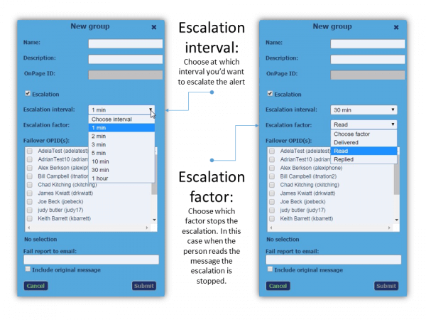 OnPage Escalation Interval and Escalation Factor